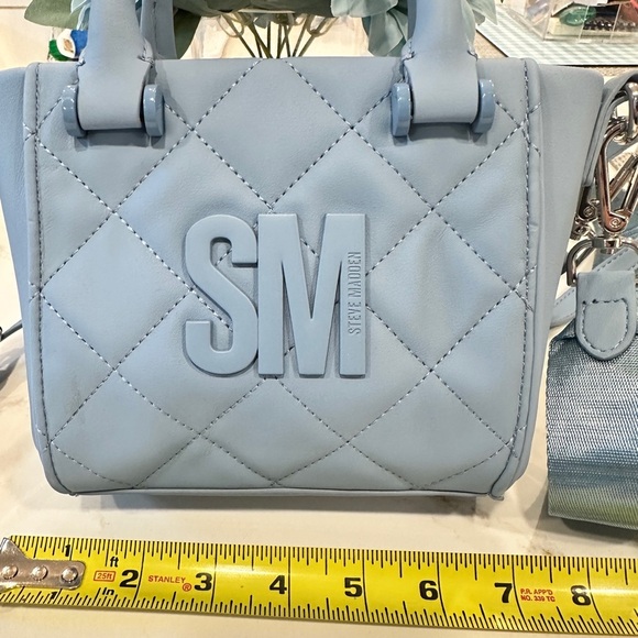 Steve Madden Sky Blue Quilted Satchel NEW - Picture 12 of 14
